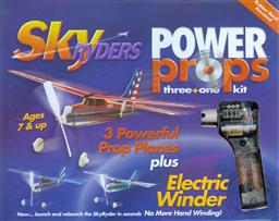 Sky Ryders Power Props 3 Model Kit with Electric Rubber Band Winder (Aircraft Model, Explore the Science of Flight),Sky Blue Flight Former AG WhiteWings