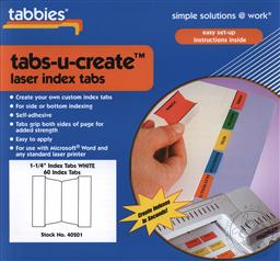 Tabs-U-Create Laser Index Tabs Pack of 60 (Stock No. 40201),Tabbies
