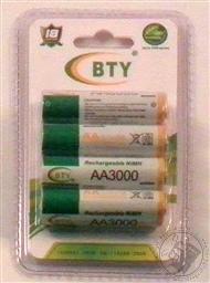 4-Pack AA Ni-MH Rechargeable Batteries (Pack of 4 Rechargeable AA3000 NiMH Batteries),BTY