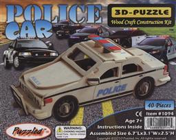 3-D Wooden Puzzle: Police Car (Wood Craft Construction Kit) 40 Pieces Ages 7 and Up (Puzzle/ Wooden),Puzzled Inc