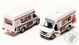 Diecast Ice Cream Truck Model with Pullback Action and Openable Doors (5 inch length/ 5