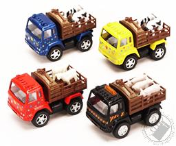 Farm Animal Truck With Cows And Pullback Action Diecast Yellow,Kinsfun