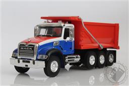 Mack Granite Dump Truck, Red, White, & Blue, 1:64 Scale Diecast Model, SD Trucks,Greenlight Collectibles 