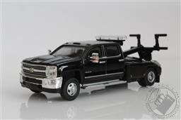 2018 Chevy Silverado 3500 HD Wrecker / Tow Truck,  DRW, Diesel Dually, 1:64 Diecast Model (Black),Greenlight Collectibles 