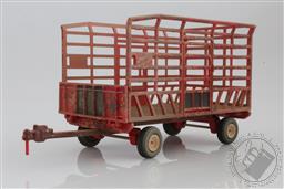 Unrestored / Weathered Hay Bale Throw Wagon, For Tractor Diecast Models 1:64 Scale (Red),Greenlight Collectibles 