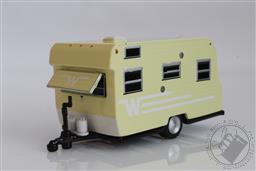 1965 Camper/ Travel Trailer RV, Winnebago Travel Trailer 216 - Yellow with White Stripes 1:64 Scale Diecast Model,Greenlight Collectibles 