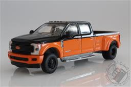 2019 Ford F-350 Dually Pickup Truck Black & Orange 1:64 Scale Diecast Model F350,Greenlight Collectibles 