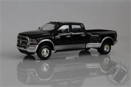 2018 Dodge Ram 3500 DRW Dually Big Horn Diesel w/ Hitch 1:64 Scale Diecast Model (Black and Silver, Harvest Edition),Greenlight Collectibles 