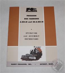 Ferguson A-BO-21 50-A-BO-21 Semi Trailed Pull Type Disc Harrow Operators Manual,Harry Ferguson Inc.
