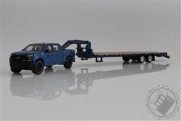 2019 Chevy Silverado 1500 LT Trail Boss & Gooseneck Flatbed Trailer 1:64 Scale Diecast Model F150,Greenlight Collectibles 