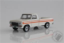 1979 Ford F-250 Explorer Pickup Truck, White with Orange Stripes 1:64 Scale Diecast Model F250,Greenlight Collectibles 