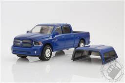 2014 Dodge RAM 1500 Sport Pickup Truck w/ Camper Shell 1:64 Scale Diecast Model (Blue),Greenlight Collectibles 