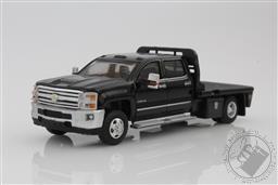 2018 Chevy Silverado 3500 Dually Flatbed Pickup Truck 1:64 Scale Diecast Model (Black),Greenlight Collectibles 