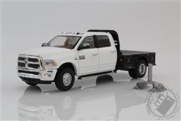 2018 Dodge RAM 3500 Dually Flatbed Pickup Truck 1:64 Scale Diecast Model (White),Greenlight Collectibles 