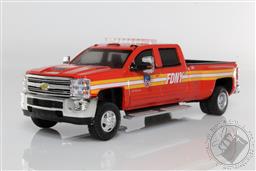 2018 Chevy Silverado 3500 HD Dually FDNY Pickup Truck 1:64 Scale Diecast Model,Greenlight Collectibles 