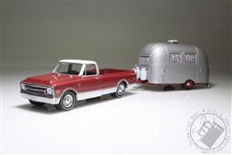 Hitch & Tow Series 6 - 1968 Chevy C-10 and Airstream 16’ Bambi Sport with Curtains Drawn 1968 Chevrolet C-10 and Airstream 16' Bambi Camper/ RV Trailer 1:64 Scale Diecast Model,Greenlight Collectibles 