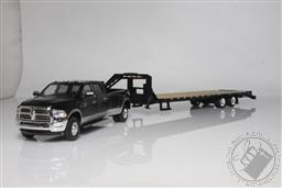 2018 Dodge RAM 3500 Dually Pickup Truck, With Gooseneck Trailer 1:64 Scale Diecast Model (Harvest Edition Black),Greenlight Collectibles 