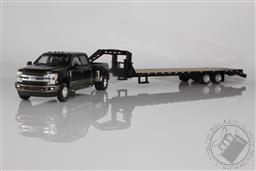 2018 Ford F-350 King Ranch Dually Pickup Truck, With Gooseneck Trailer 1:64 Scale Diecast Model F350 (Black),Greenlight Collectibles 