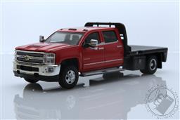 Dually Drivers Series 8 - 2016 Chevrolet Silverado 3500HD Dually - Red with Black Flatbed,Greenlight Collectibles 