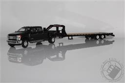 2018 Ford F-350 King Ranch Dually Pickup Truck, With Gooseneck Trailer 1:64 Scale Diecast Model F350 (Black),Greenlight Collectibles 