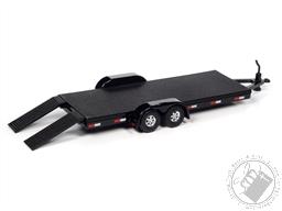 Auto World Black Flatbed Trailer with Removable Ramps for 1:64 Diecast Vehicles, 1:64 Scale Diecast Model,Auto World