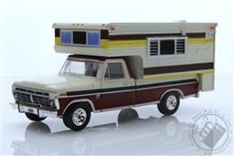 1974 Ford F-250 Camper Special with Large Camper - Candy Apple Red & Wimbledon White (Hobby Exclusive),Greenlight Collectibles 