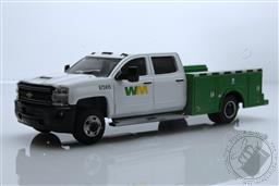 PREORDER Dually Drivers Series 10 - 2018 Chevrolet Silverado 3500 Dually Service Bed - Waste Management (AVAILABLE MAY-JUN 2022),Greenlight Collectibles 