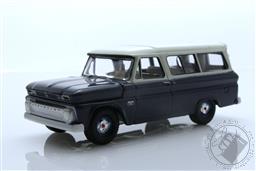 Auto World Premium - 2021 Release 5B - 1966 Chevrolet Suburban - Dark Blue Body with White Roof,Auto World