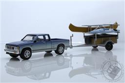 Hitch & Tow Series 25 - 1988 GMC S-15 Sierra with Canoe Trailer with Canoe Rack, Canoe and Kayak,Greenlight Collectibles 