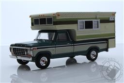 1978 Ford F-250 with Large Camper - Dark Jade Metallic & Wimbledon White (Hobby Exclusive),Greenlight Collectibles 
