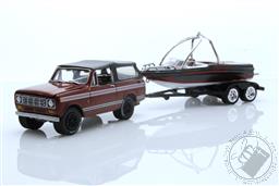 1969 International Scout II in Red and Black with Malibu Boat and Trailer,Johnny Lightning