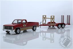  Hitch & Tow Series 25 - 1982 GMC K-2500 Sierra Grande Wideside with Tandem Car Trailer - Busted Knuckle Garage,Greenlight Collectibles 