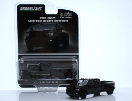 PREORDER 2021 Dodge Ram 3500 Dually - Limited Night Edition - Diamond Black Crystal Pearl-Coat - Loving Truth Exclusive - Greenlight 51472 (AVAILABLE JAN-FEB 2023)