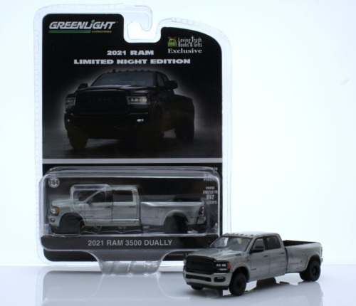 RAW CHASE, 2021 Dodge RAM 3500 Dually - Limited Night Edition - Diamond Black Crystal Pearl-Coat - Loving Truth Exclusive, Green Machine - Greenlight 51472,Greenlight Collectibles 