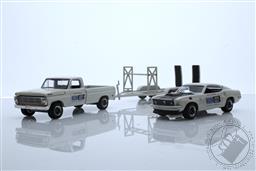 PREORDER Racing Hitch & Tow Series 4 - 1969 Ford F-100 and 1969 Ford Mustang Boss 429 - Nelson Ekdahl Ford #133 on Tandem Car Trailer (AVAILABLE JUL-AUG 2022),Greenlight Collectibles 