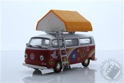 The Great Outdoors Series 2 - 1968 Volkswagen Type 2 ‘Peace and Love’ with Camp'otel Cartop Sleeper Tent,Greenlight Collectibles 