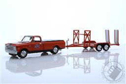 Hitch & Tow Series 26 - 1968 Chevrolet C-10 STP with Bed Cover and STP Tandem Car Trailer,Greenlight Collectibles 