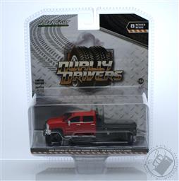 CHASE, Dually Drivers Series 8 - 2016 Chevrolet Silverado 3500HD Dually - Red with Black Flatbed, Green Machine,Greenlight Collectibles 
