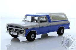 PREORDER Blue Collar Collection Series 12 - 1975 Ford F-100 Ranger XLT with Camper Shell - Wind Blue and Wimbledon White (AVAILABLE JAN-FEB 2023),Greenlight Collectibles