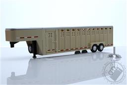 Hitch & Tow Trailers - 26-Foot Vertical Three Hole Gooseneck Livestock Trailer - Beige (Hobby Exclusive),Greenlight Collectibles
