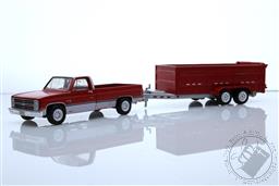 PREORDER Hitch & Tow Series 28 - 1983 Chevrolet Scottsdale K20 with Double-Axle Dump Trailer (Weathered) (AVAILABLE MAR-APR 2023),Greenlight Collectibles