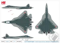 PREORDER Sukhoi Su-57 Stealth Fighter Red 52, Russian Air Force, 2022 (with 4 x KH-59MK2 