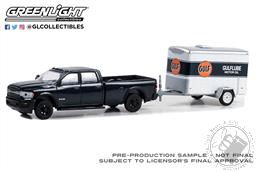 PREORDER Hitch & Tow Series 29 - 2023 Ram 2500 - Gulf Oil with Small Gulflube Motor Oil Cargo Trailer (AVAILABLE JUL-AUG 2023),Greenlight Collectibles