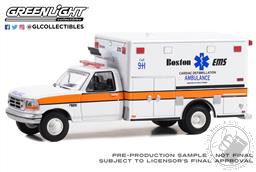 PREORDER First Responders - 1994 Ford F-350 Ambulance - Boston EMS Cardiac Defibrillation Ambulance, Boston, Massachusetts (Hobby Exclusive) (AVAILABLE SEP-OCT 2023),Greenlight Collectibles