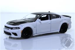 Auto World Premium - 2023 Release 3A - 2021 Dodge Charger in White Knuckle with Flat Black Hood, Roof and Trunk,Auto World