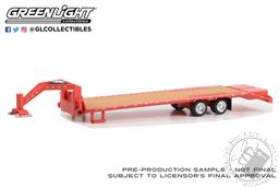 PREORDER Gooseneck Trailer - Red with Red and White Conspicuity Stripes (Hobby Exclusive) (AVAILABLE AUG-SEP 2023),Greenlight Collectibles