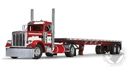 PREORDER Peterbilt Model 359 Day Cab and 48' Utility Flatbed Trailer in Red and White (AVAILABLE SEP-OCT 2023),Die Cast Promotions