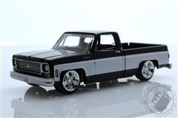 Auto World 1973 Chevy Cheyenne Pickup Truck Black and White - Midwest Diecast Exclusive,Auto World