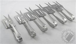 Set: Old World Cuisine Stainless Steel Serving Tongs 7.5 Inches (Set of 6) (Unique Design with Flat Spatula and 2-Prong Fork),Old World Cuisine