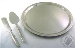 Set: Stainless Steel Cake Tray with Server & Knife,Old World Cuisine